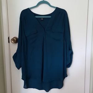 Georgette Pullover Blouse Teal